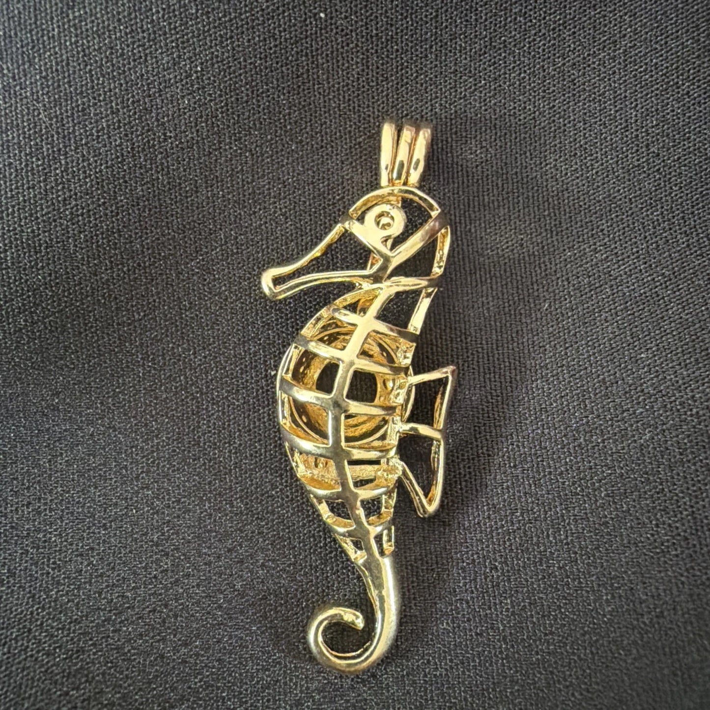 Seahorse Necklace Charm – Ocean Life Cage Pendant