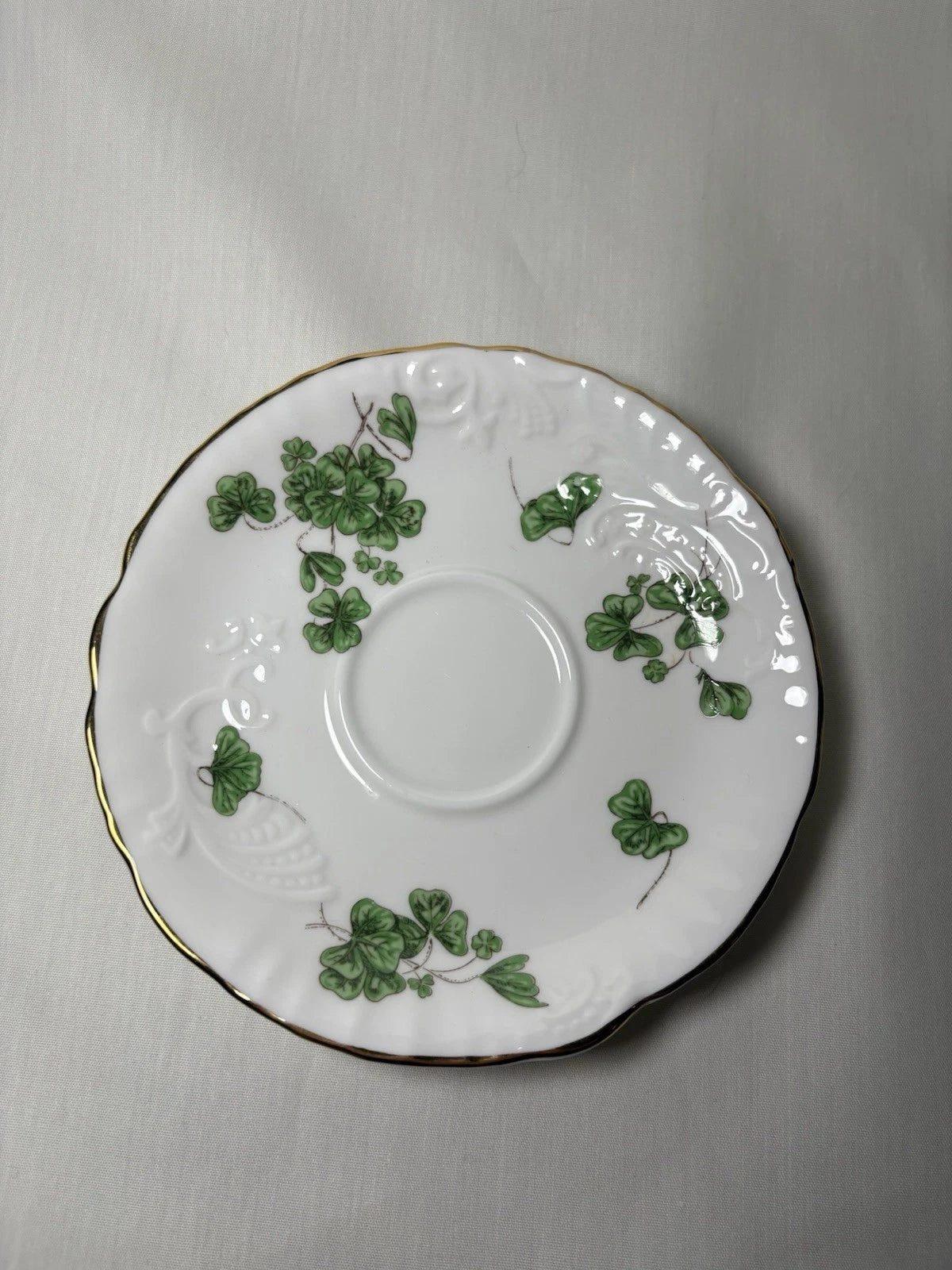 Vintage Hammersley "Lucky Shamrock" Bone China Embossed Tea Cup & Saucer- Pings