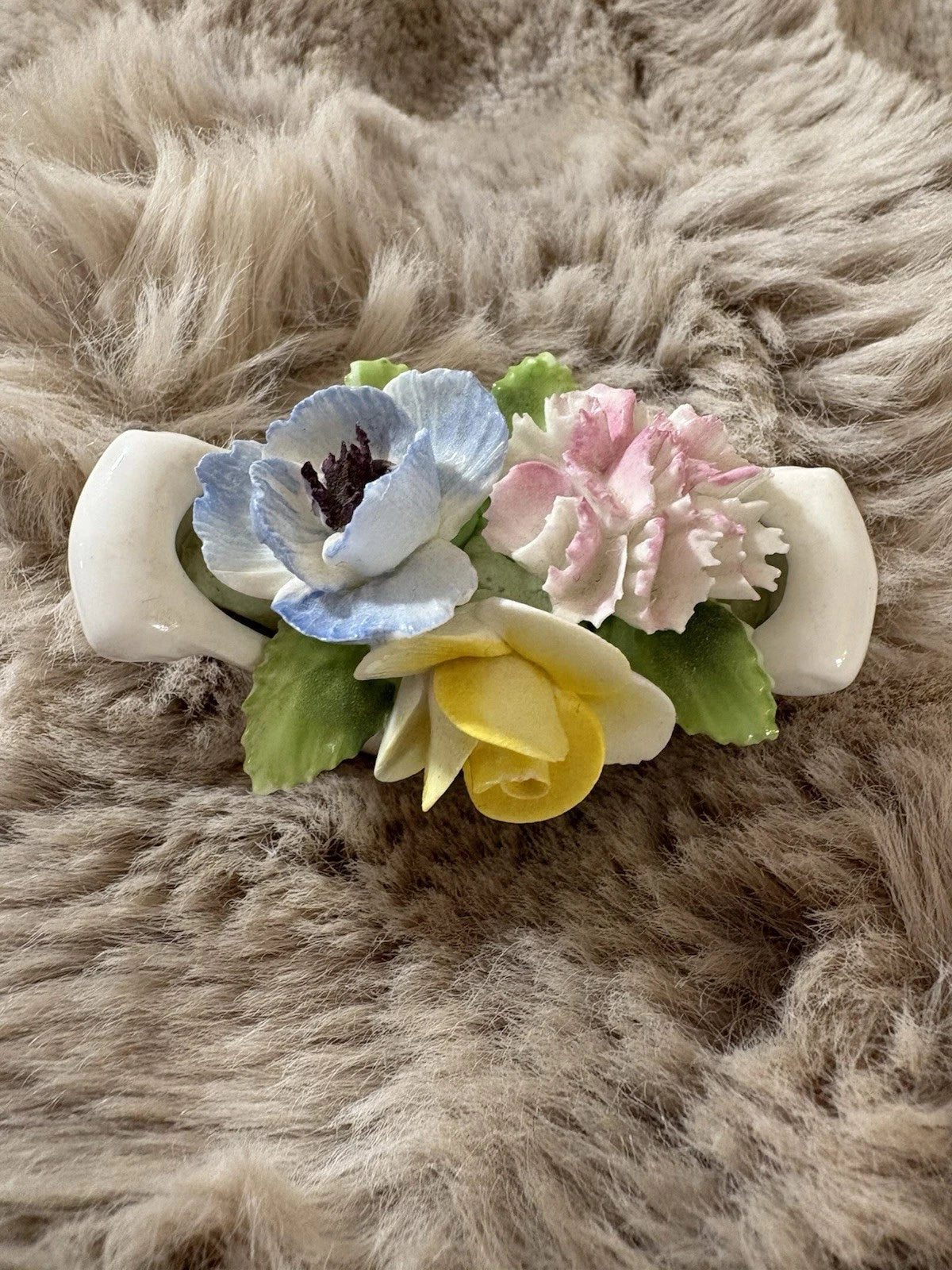 Royal Doulton Flower Bouquet Basket Bone China - Fine Hairline Crack