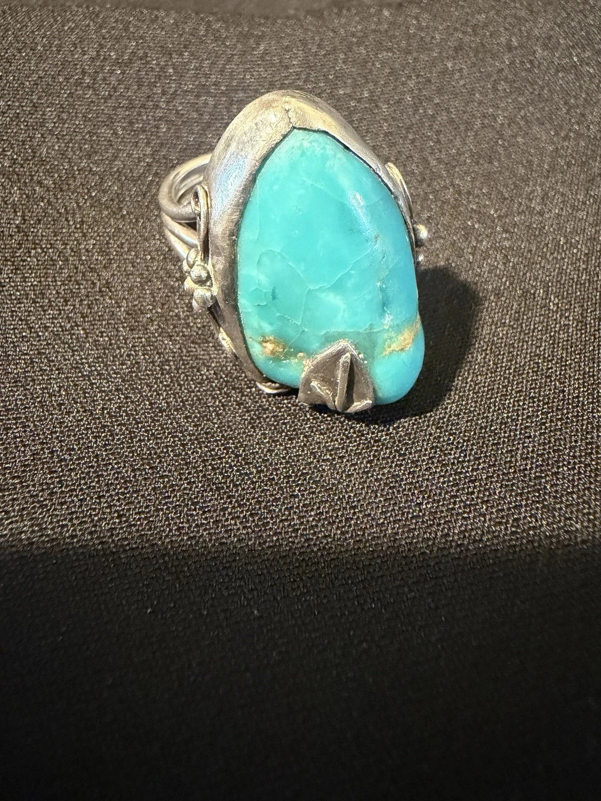 Vintage 925 Sterling Silver Turquoise Ring Size 7 Large Statement Artisan Boho