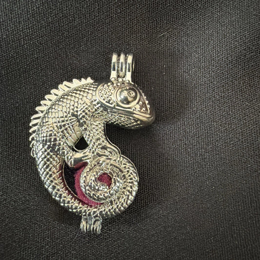 Chameleon Necklace Charm – Lizard Cage Pendant