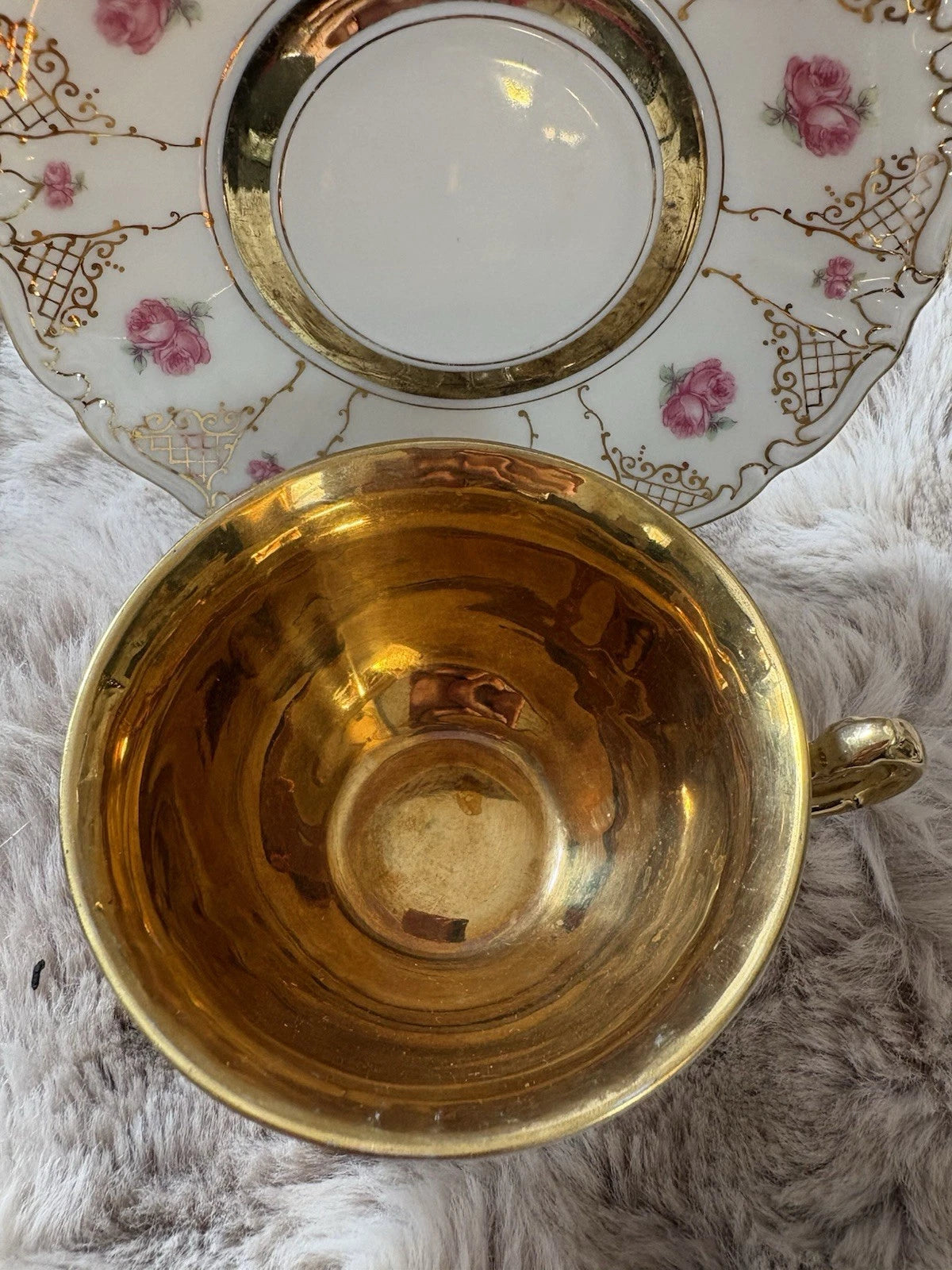Winterling Bavaria Bone China Teacup And Saucer - Pings - Gold