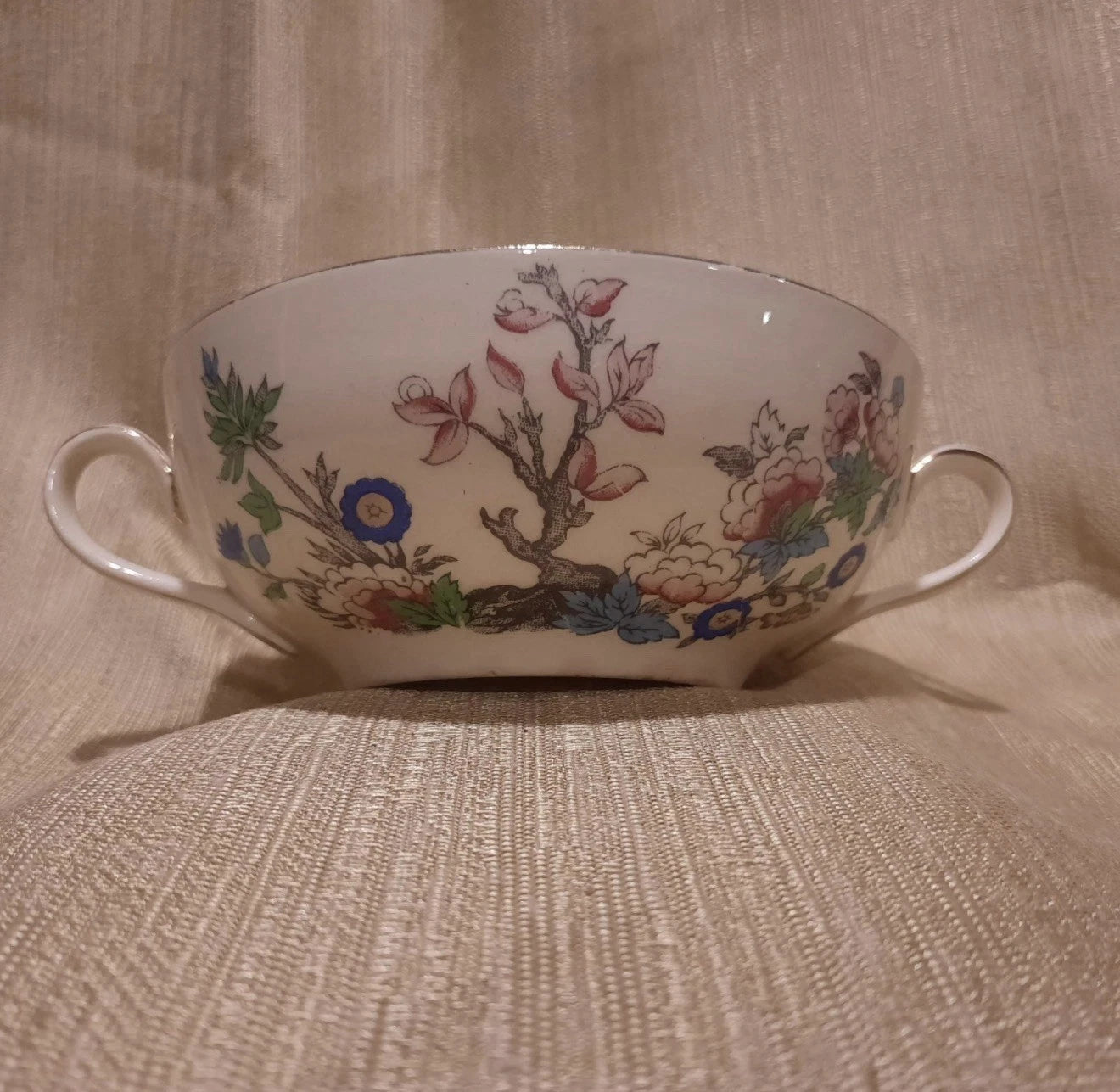 Meakin Indian Tree Flat Cream Soup Bowl & Saucer Set circa 1912