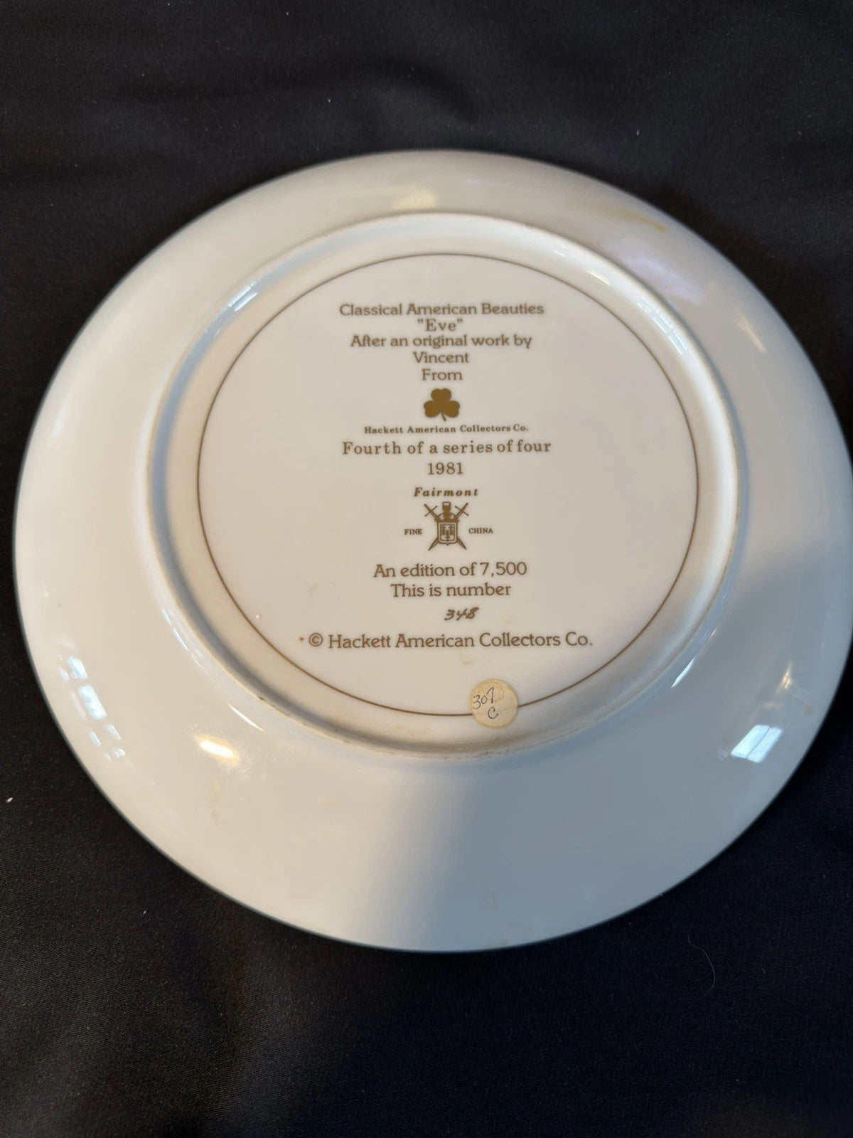 Vintage “Eve” Collector Plate Vincent Classical American Beauties