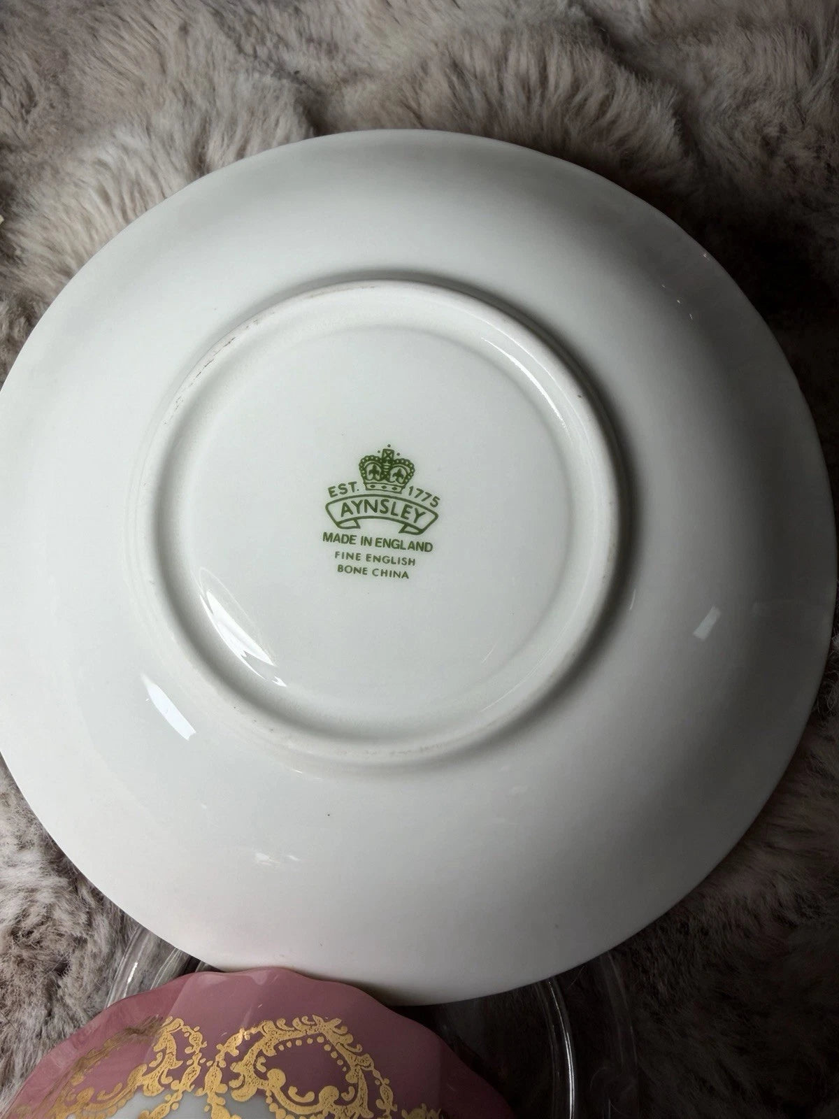 Aynsley Oban Cottage Garden Teacup & Saucer Bone China Butterfly Pink/Purple