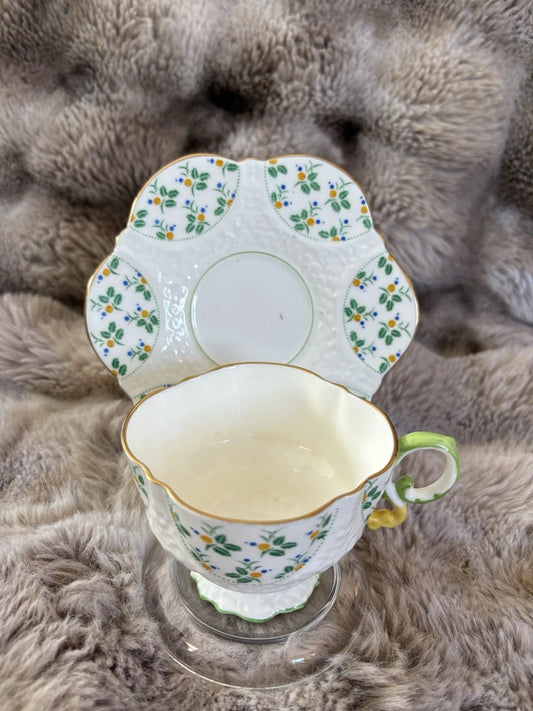 Aynsley England Bone China Teacup & Saucer - Crazing