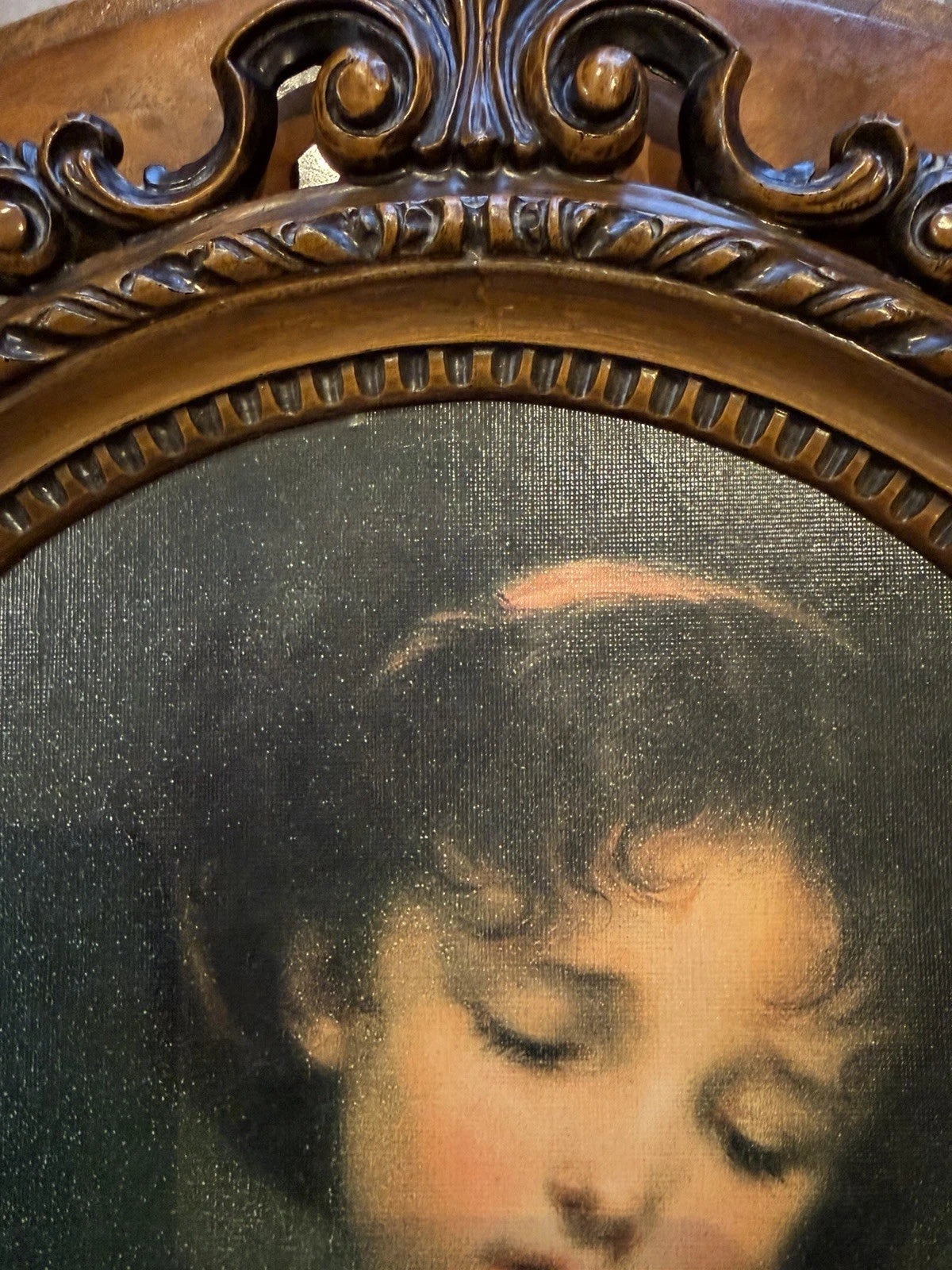 Art Print – Classical Portrait of Young Woman with Bird - Ornate wood frame