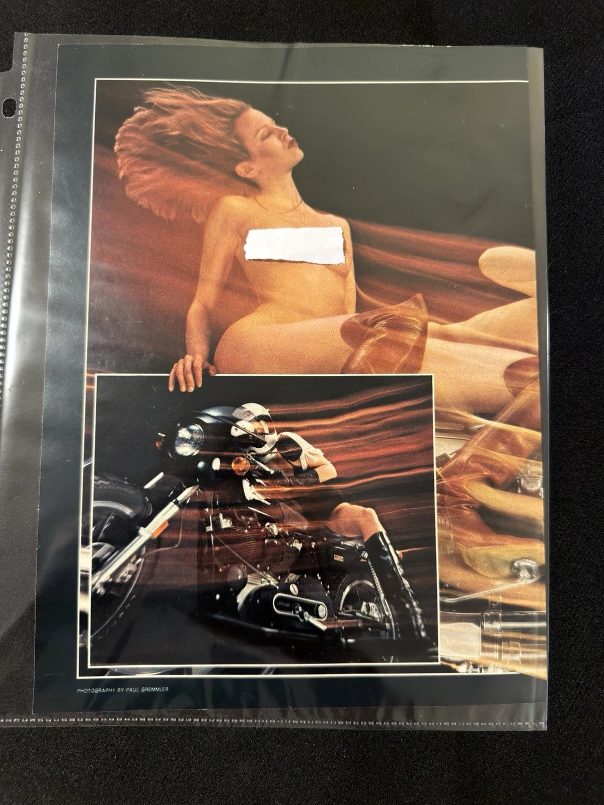 Vintage 1970s Playboy Original Double-Sided Page Signed Cartoon & Motorcycle