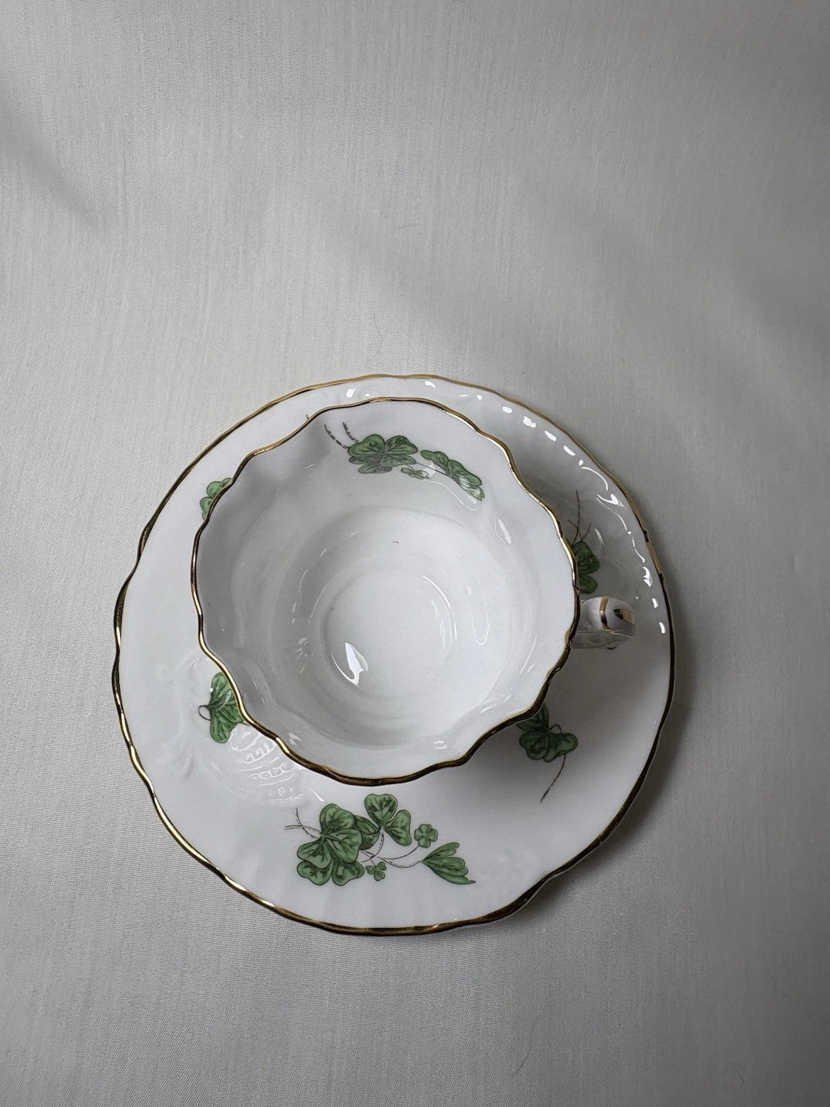 Vintage Hammersley "Lucky Shamrock" Bone China Embossed Tea Cup & Saucer- Pings