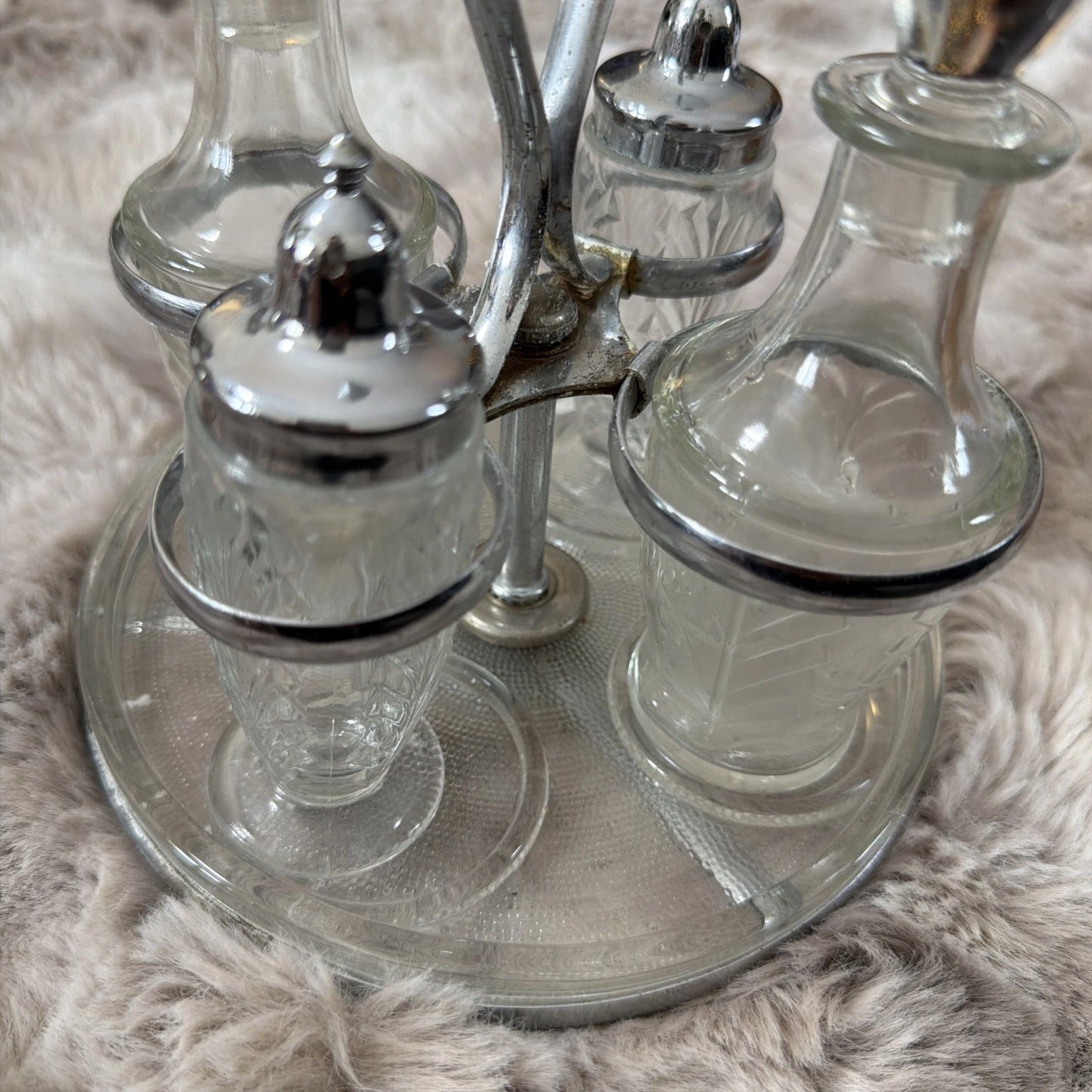 Vintage Jeannette Glass Metal Craft Condiment Set – 1950s–1960s