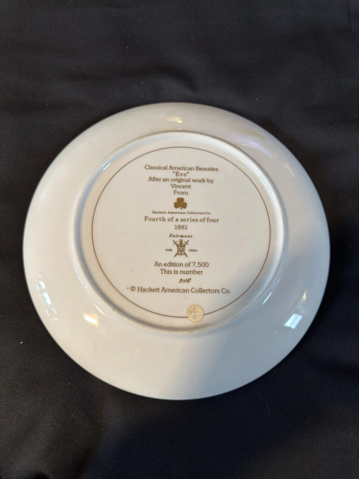 Vintage “Eve” Collector Plate Vincent Classical American Beauties