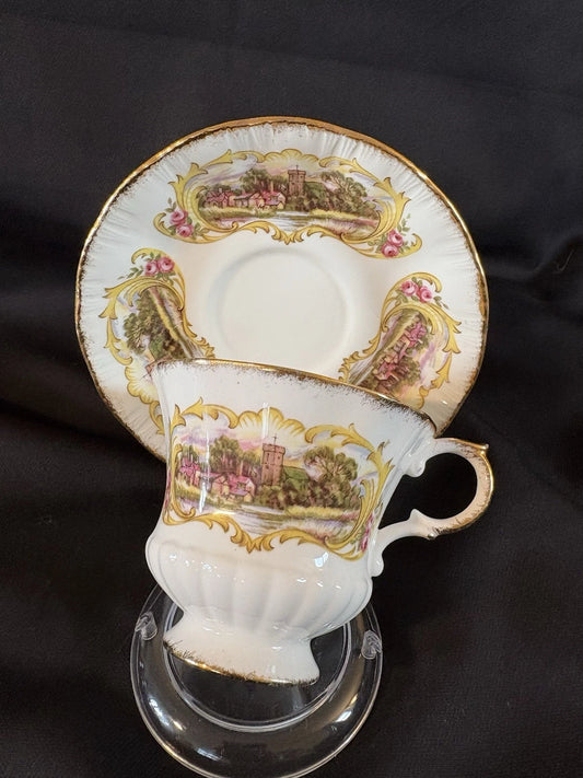 Vintage Paragon Chippendale Teacup & Saucer England Gold Gilt Bone China