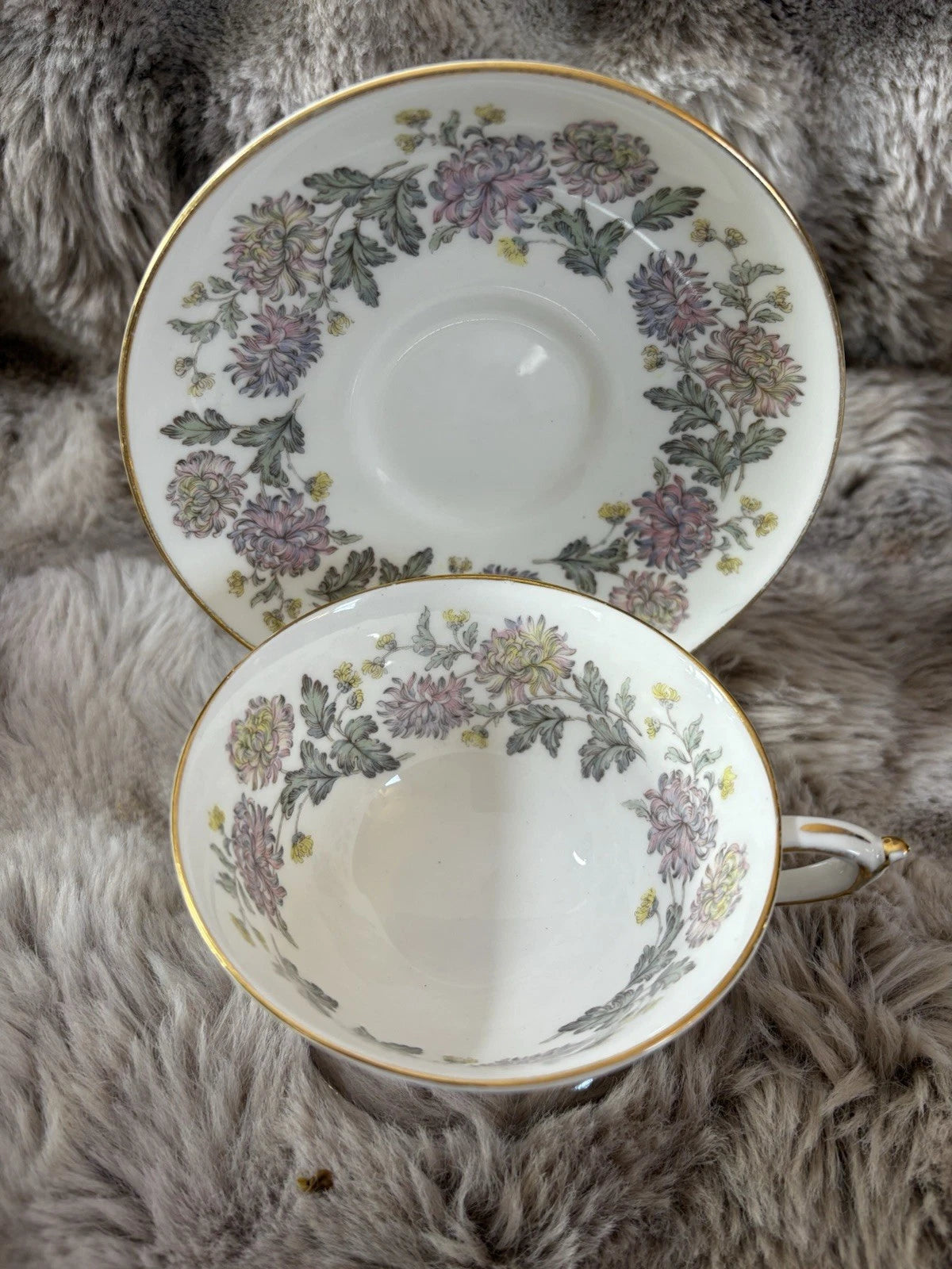 Paragon Chrysanthemums - Fine Bone China - Teacup & Saucer - England - Pings