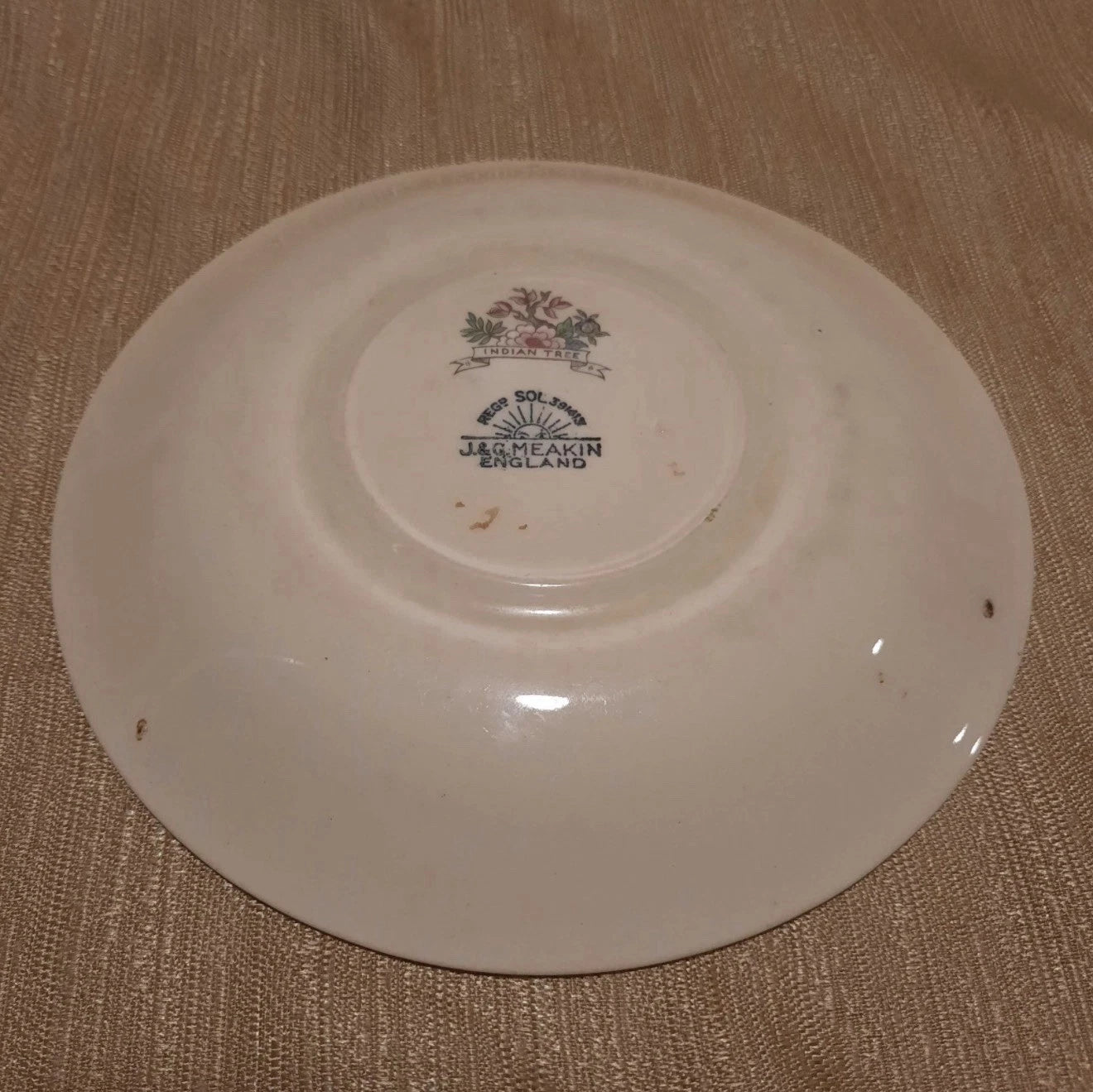 Meakin Indian Tree Flat Cream Soup Bowl & Saucer Set circa 1912