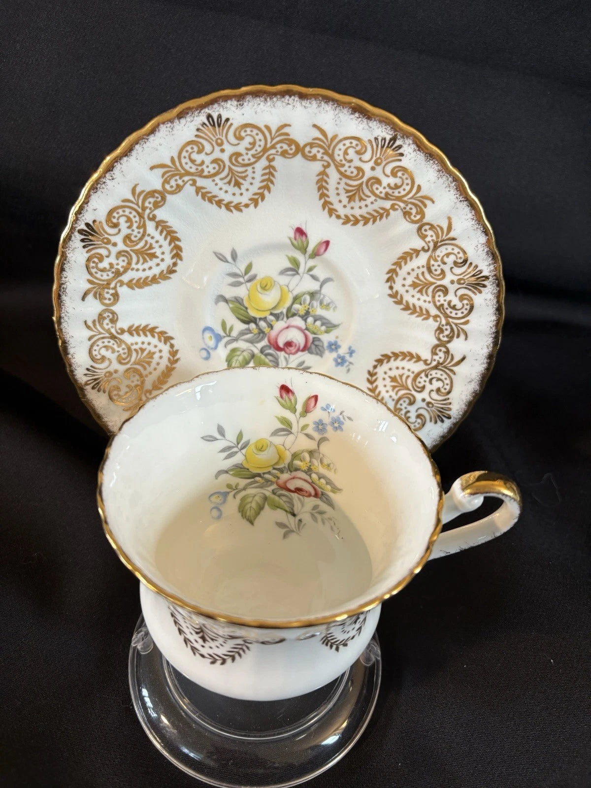Vintage Paragon Teacup & Saucer Fine Bone China Gold Gilt Floral England