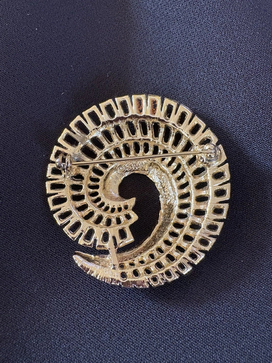 Vintage Sarah Coventry Spiral Brooch Pin Gold Tone Swirl Mid Century Signed