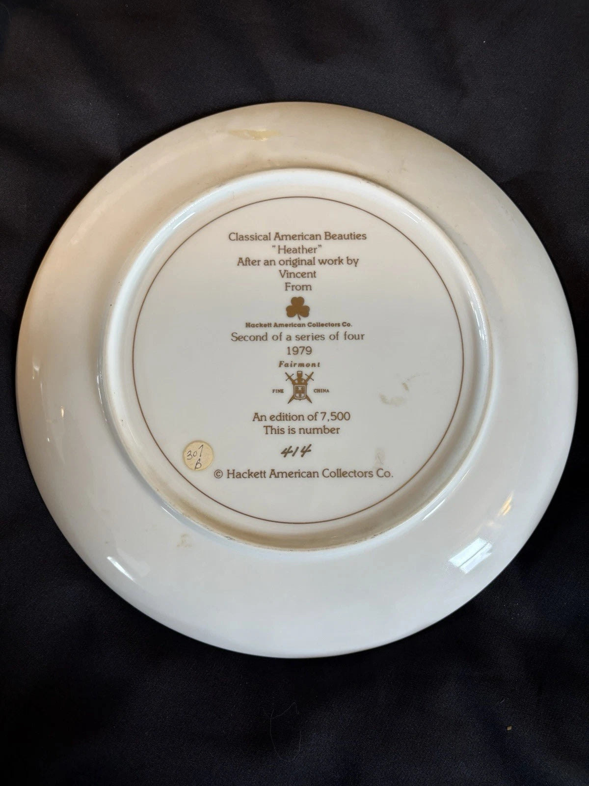 Hackett American Collectors Plate “Heather” Vincent Limited Edition 414/7500