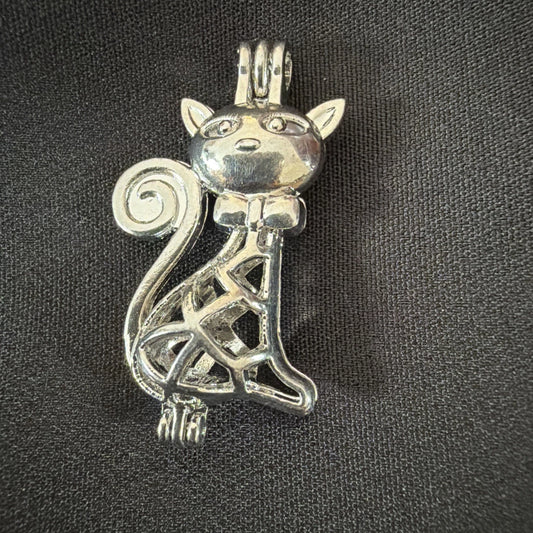 Cat Necklace Charm – Kitty Cage Pendant