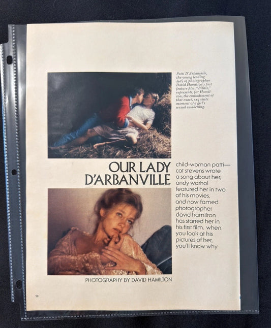 Rare Original 1970s Playboy Patti D’Arbanville Feature – 4 Page Photo Spread