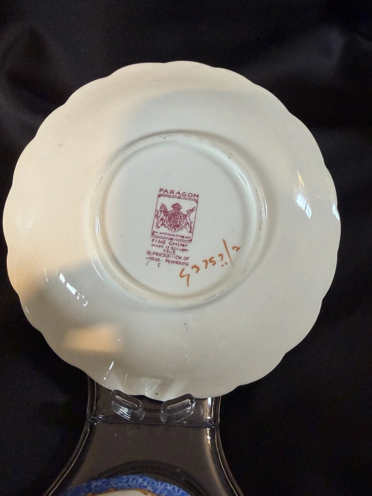 Paragon Fine Bone China Teacup & Saucer Blue Floral Gold READ Crack/Crazing