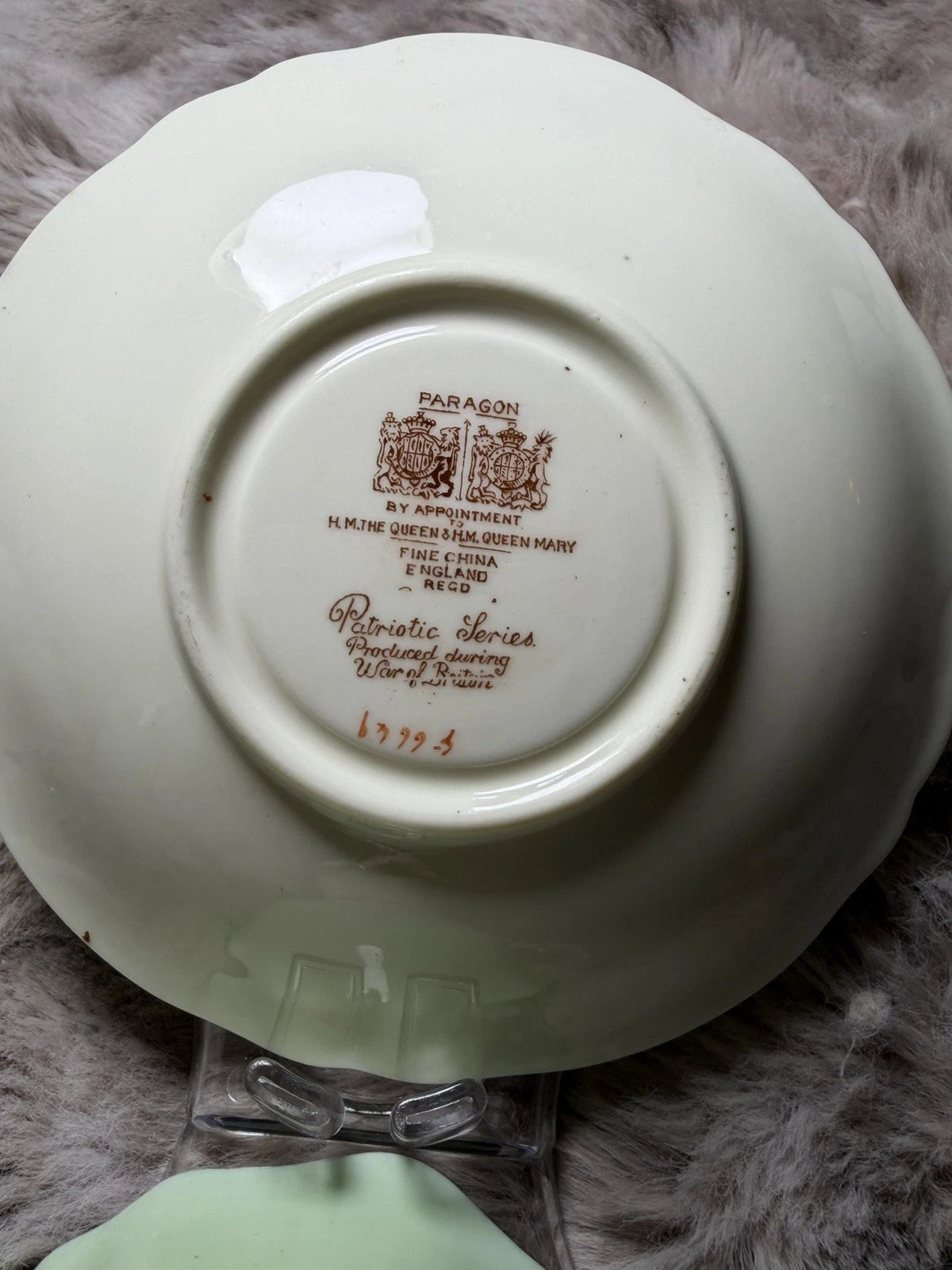 Royal Warrant Paragon Patriotic Series - Mint Green Teacup & Saucer - Pings