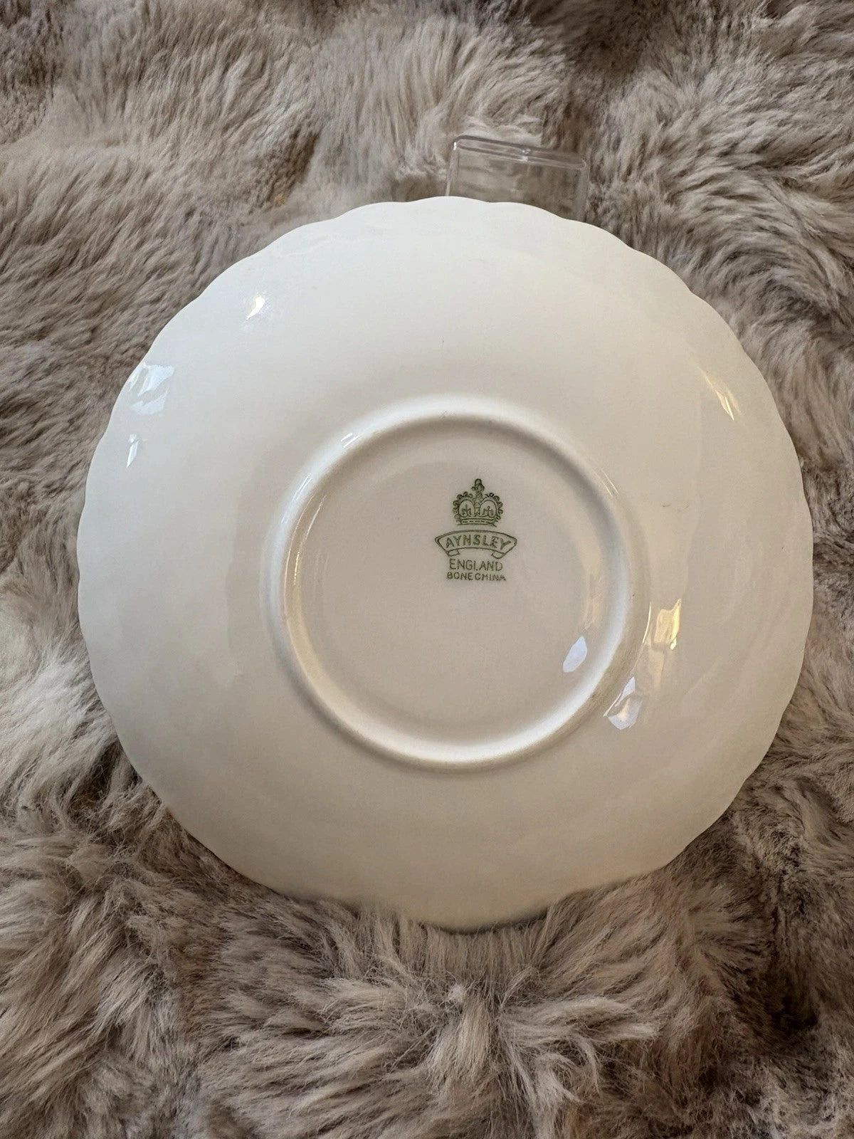 Aynsley Bone China Teacup & Saucer England Swirl Yellow Gold Trim Pings