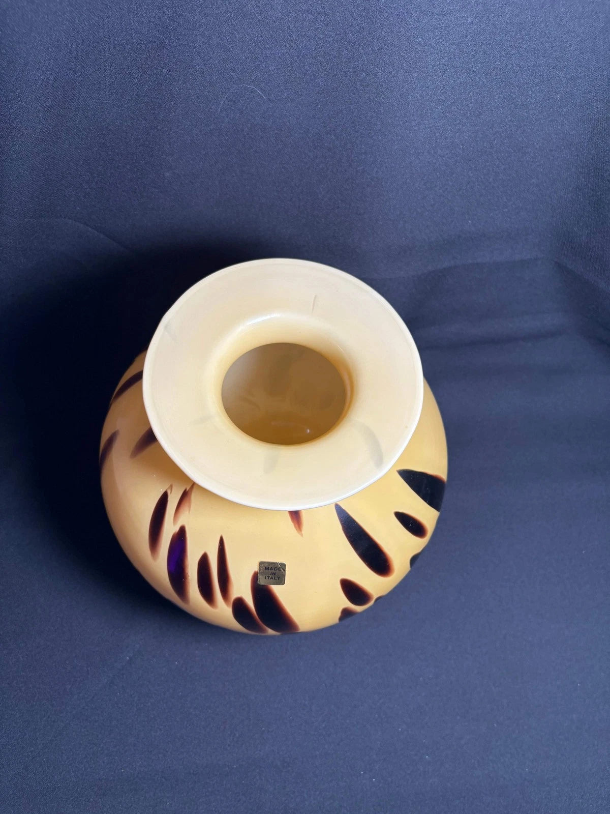 Italian Murano-Style Art Glass Vase – Amber & Tortoiseshell Hand-Blown Design (M