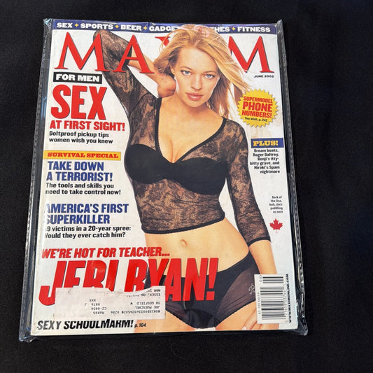 MAXIM MAGAZINE FOR MEN-JERI RYAN-JUNE 2002-LOW PRICE-FREE SHIPPING IN CANADA