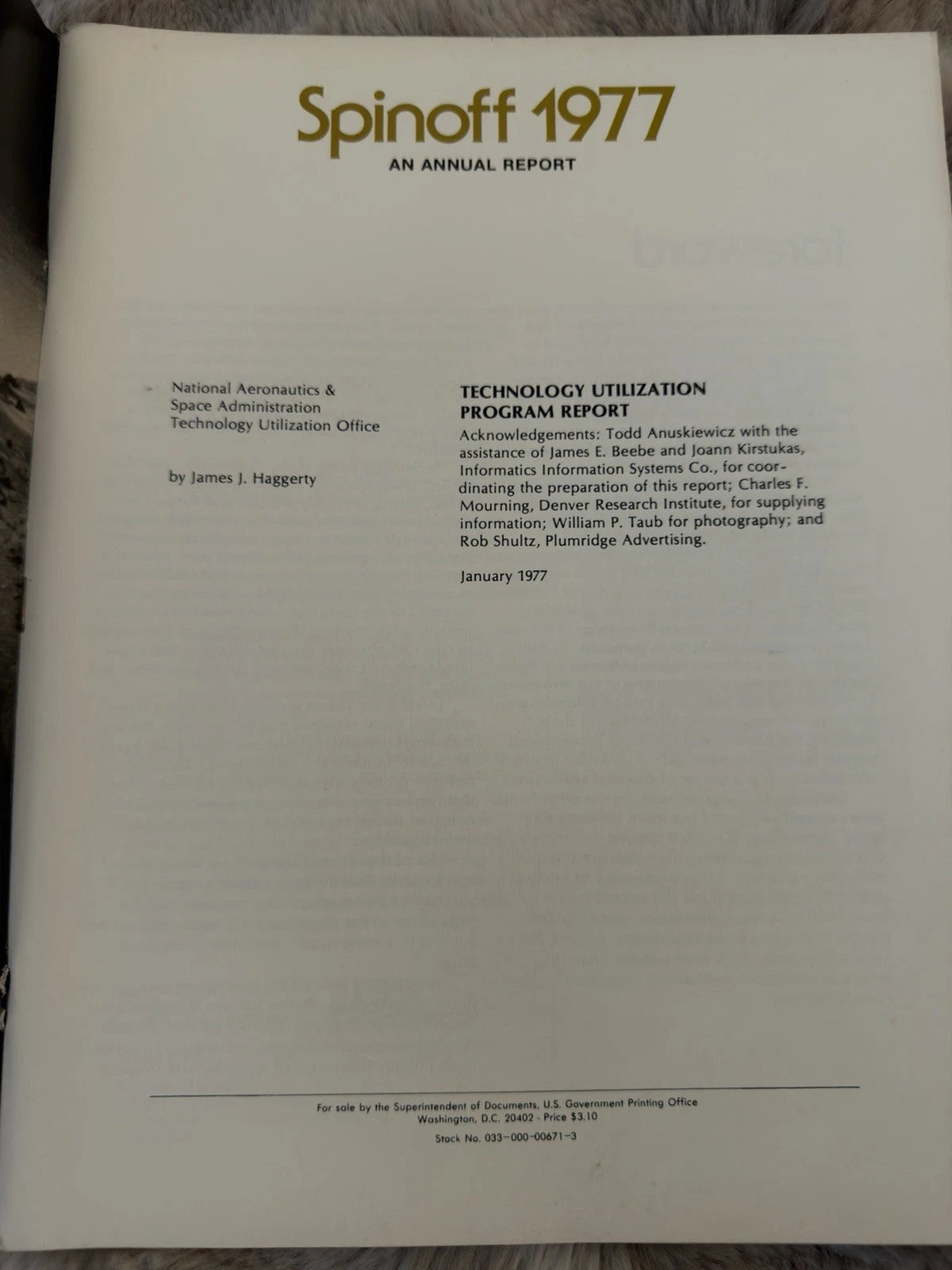 NASA Apollo Space Race Collection – Spinoff 1977, SpaceScope Book