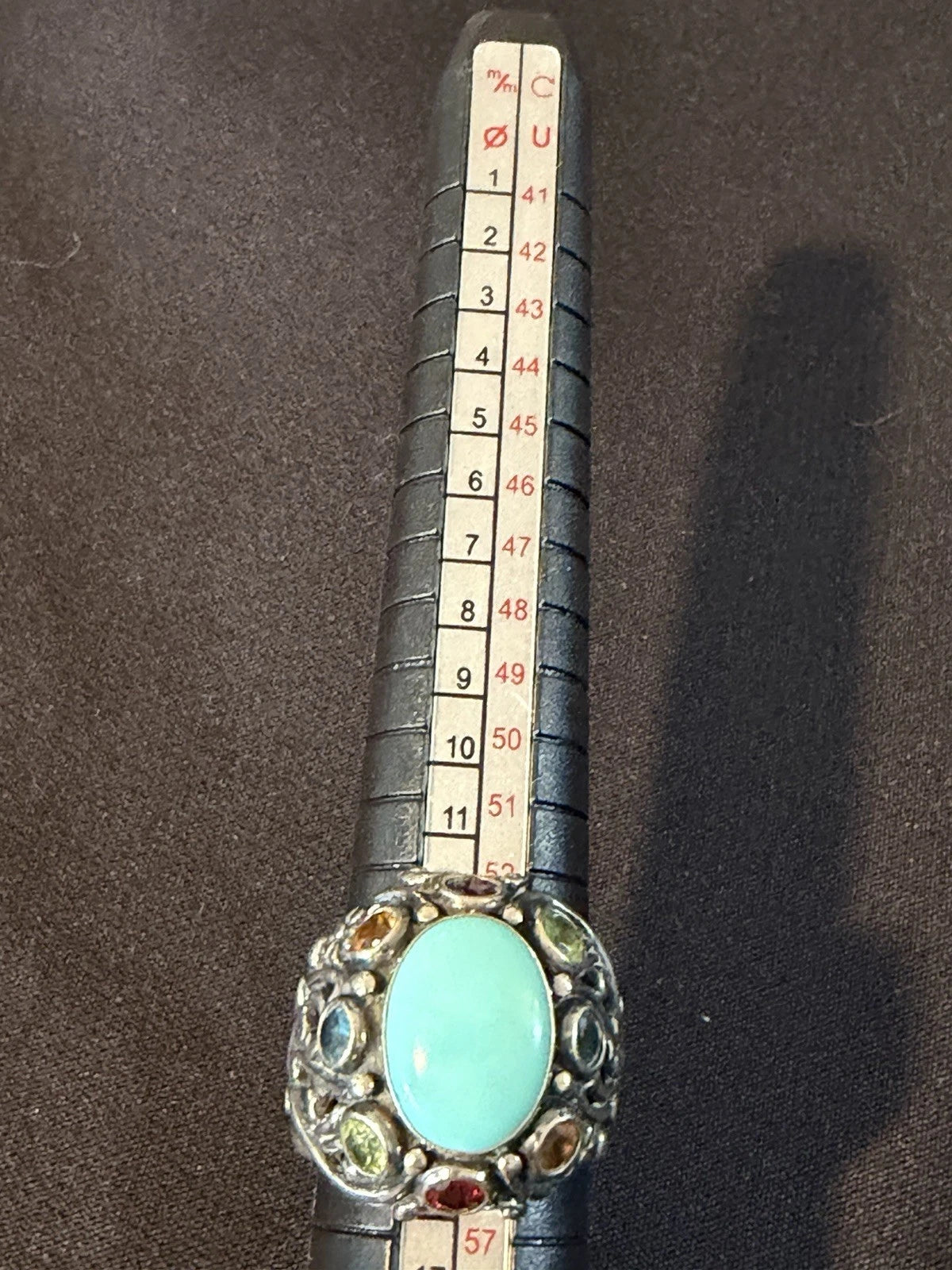 Large 925 Sterling Silver Turquoise Multi Gemstone Ring | Artisan Statement